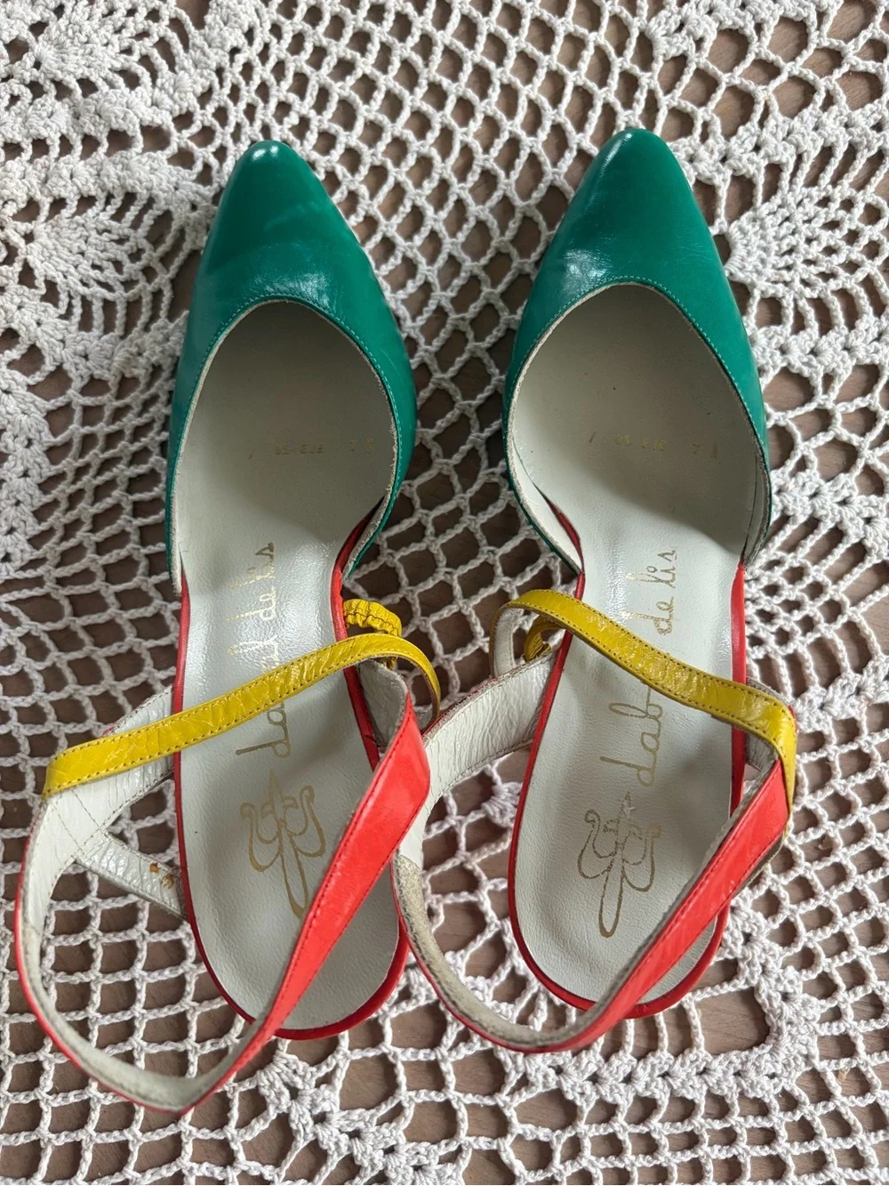 ✨Vintage dabal de lis Leather Slingback Heels